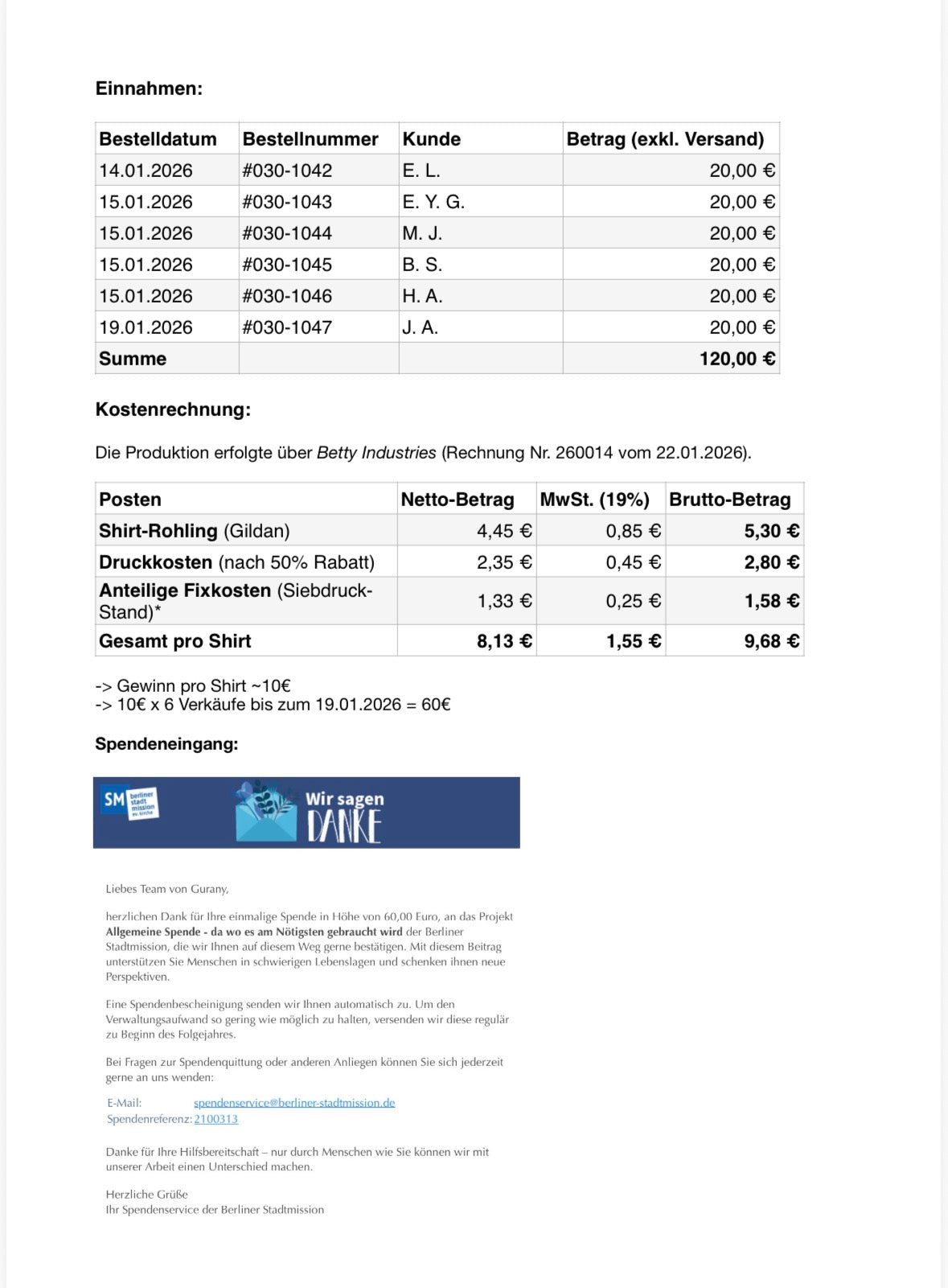 Kältebus Spendenshirt